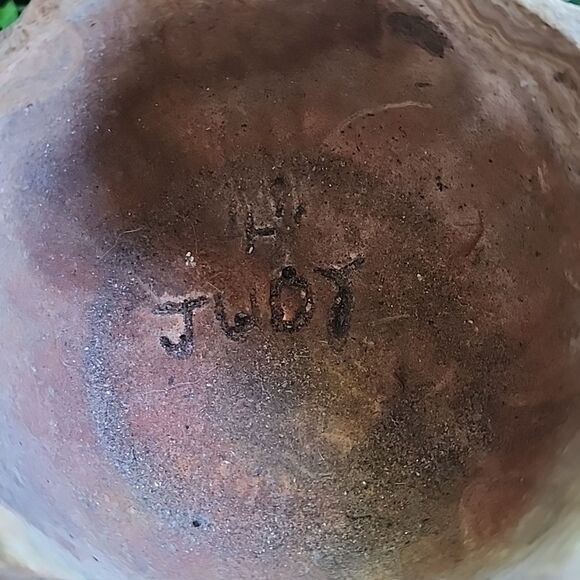 Vintage Comanche Marbled Pottery Bowl Signed By Artist - Picture 7 of 8